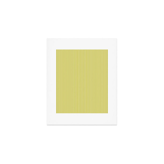 Ultra Fine Stripe Narrow Vertical Pinstripe Pattern in Chartreuse and White Art Print Gallery Image 1