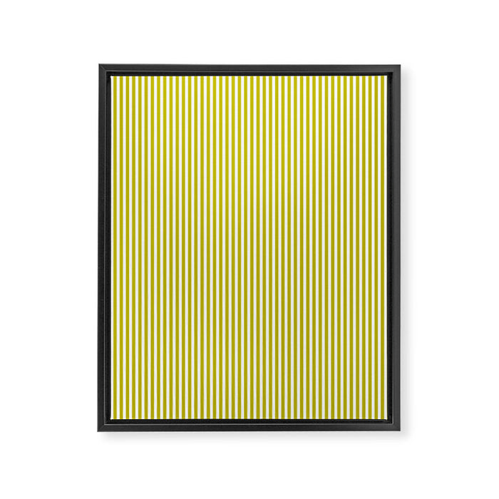 Ultra Fine Stripe Narrow Vertical Pinstripe Pattern in Chartreuse and White Framed Canvas Print Gallery Image 1