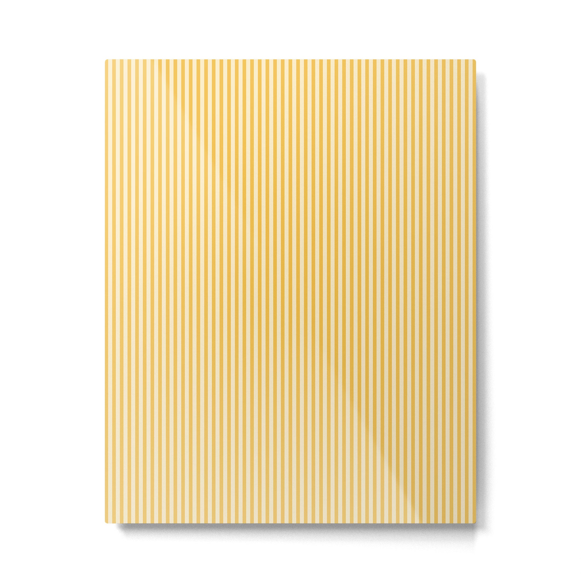 Ultra Fine Stripe Narrow Vertical Pinstripe Pattern in Coastal Italian Lemon Yellow Metal Print Gallery Image 4