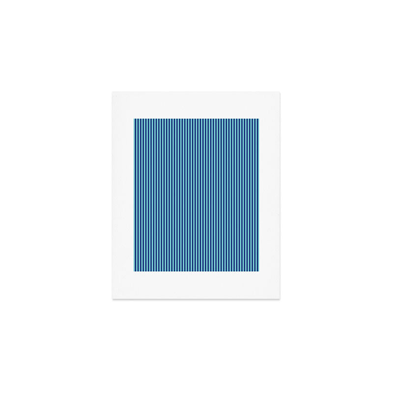 Ultra Fine Stripe Narrow Vertical Pinstripe Pattern in Double Blue Art Print Gallery Image 1