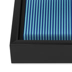 Ultra Fine Stripe Narrow Vertical Pinstripe Pattern in Double Blue Framed Canvas Print Gallery Image 3