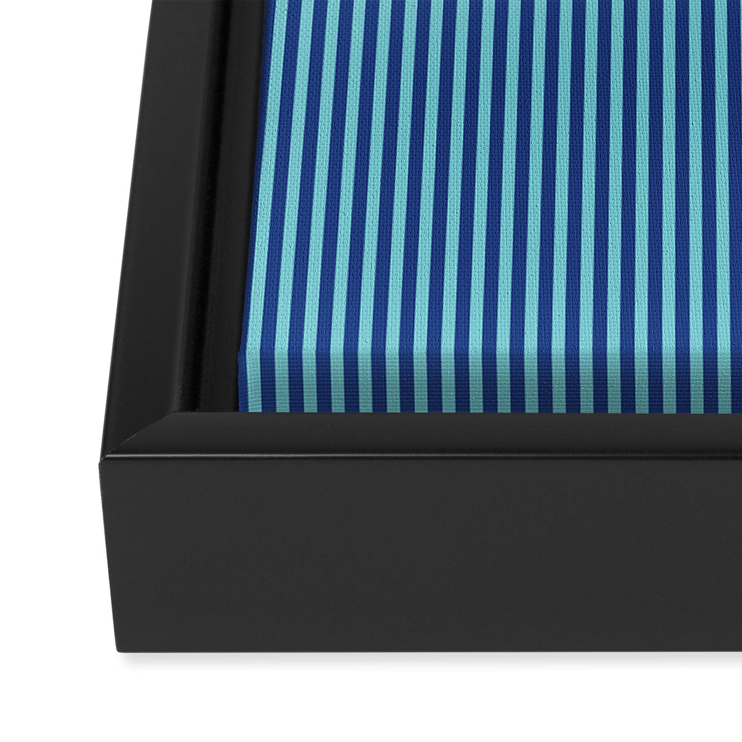 Ultra Fine Stripe Narrow Vertical Pinstripe Pattern in Double Blue Framed Canvas Print Gallery Image 3
