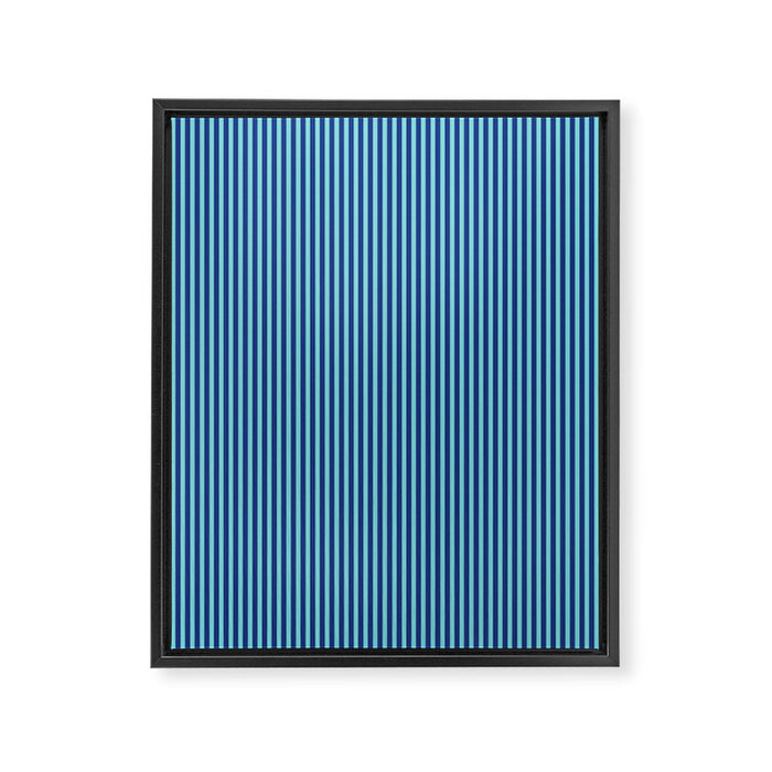 Ultra Fine Stripe Narrow Vertical Pinstripe Pattern in Double Blue Framed Canvas Print Gallery Image 1