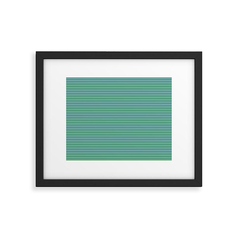 Ultra Fine Stripes Green and Light Blue Thin Stripe Pattern Framed Art Print Gallery Image 5