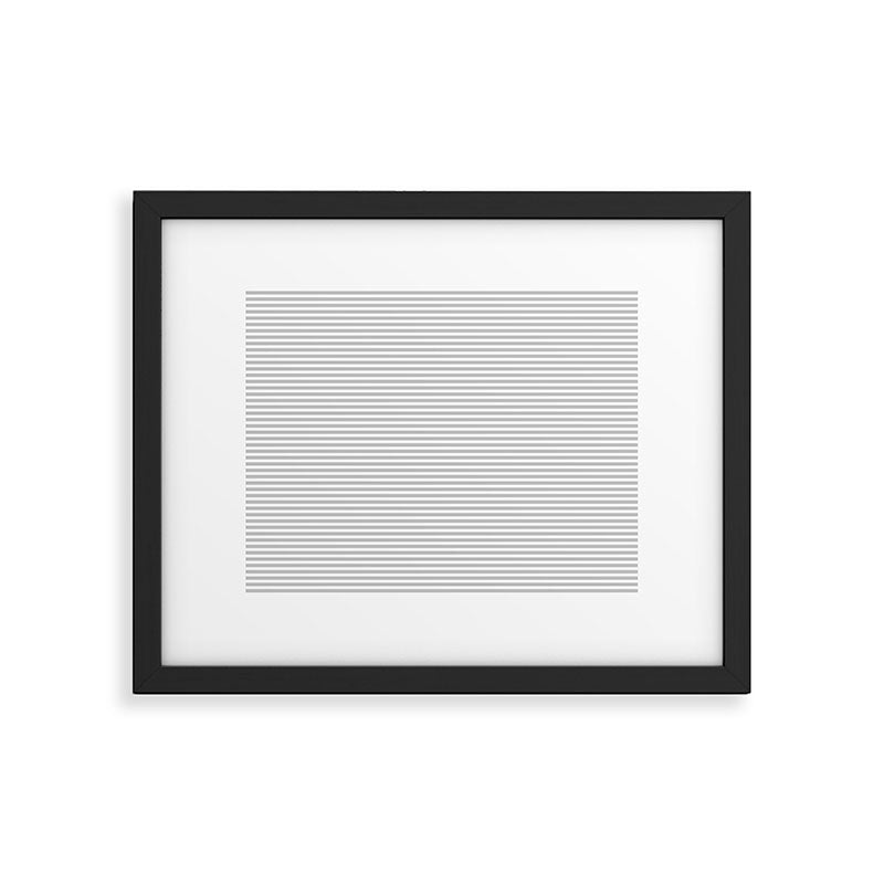 Ultra Fine Stripes Horizontal Minimalist Pattern in Gray and White Framed Art Print Gallery Image 5