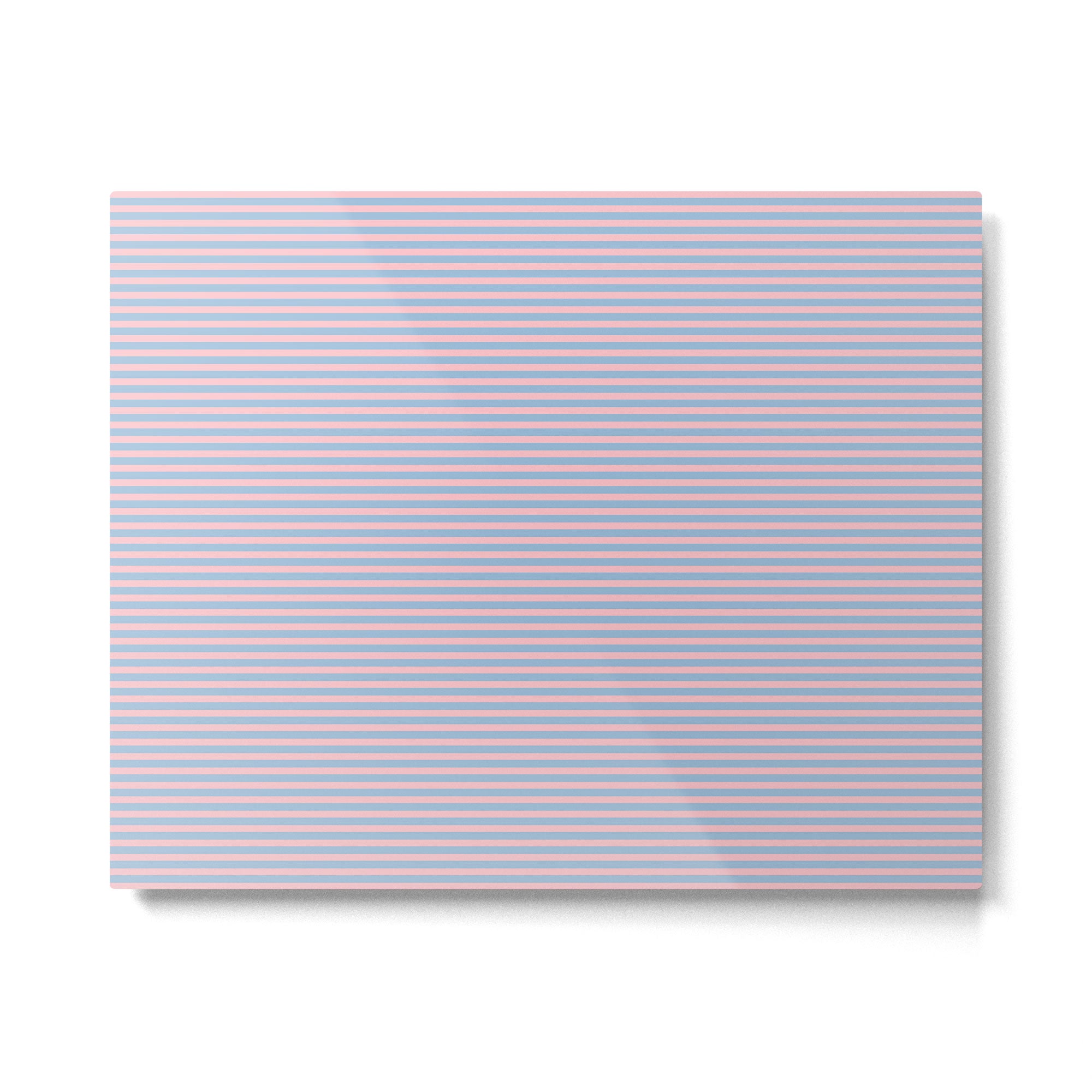 Ultra Fine Stripes Light Blue and Baby Pink Pattern Metal Print Gallery Image 4