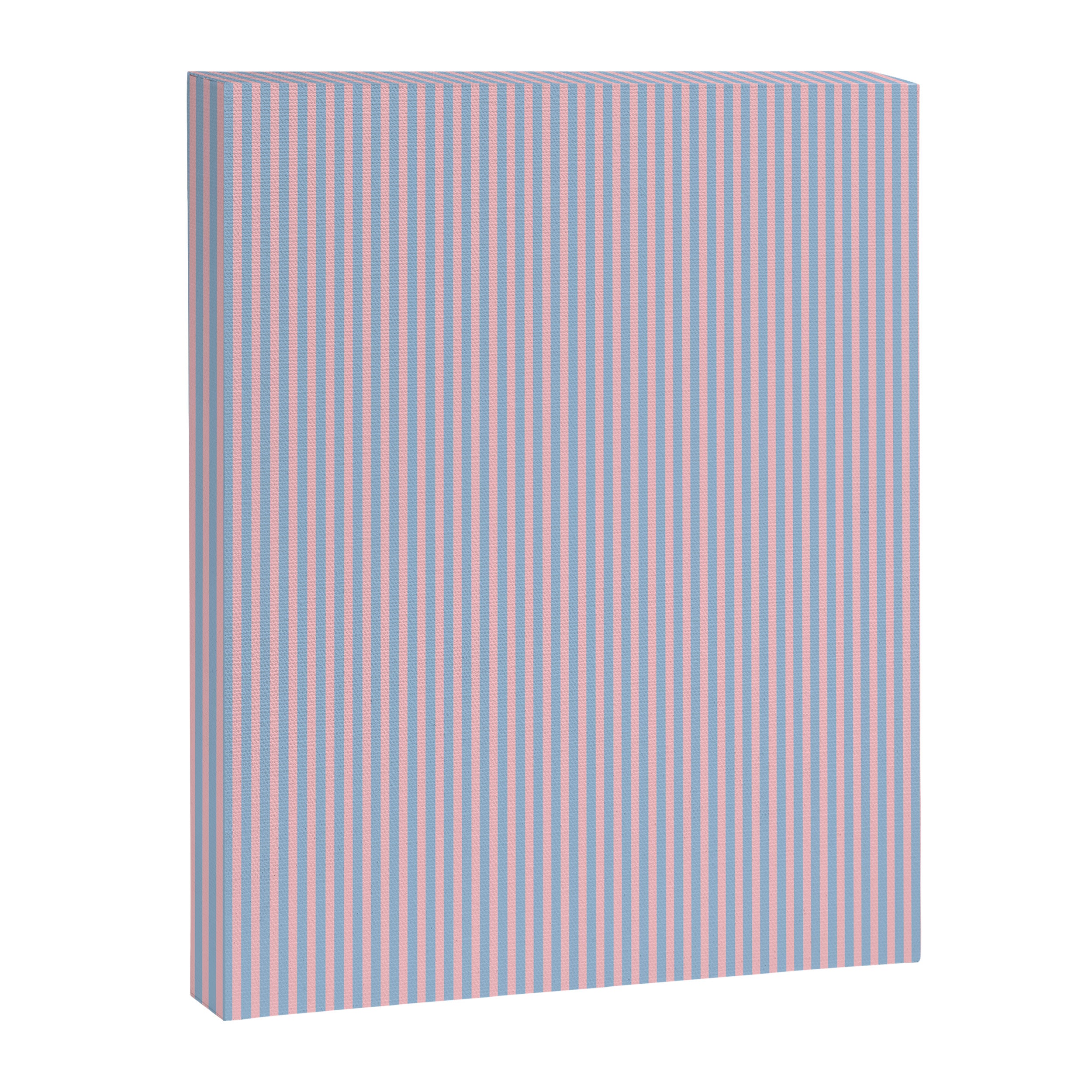 Ultra Fine Stripes Light Blue and Baby Pink Vertical Pattern Canvas Print Gallery Image 6