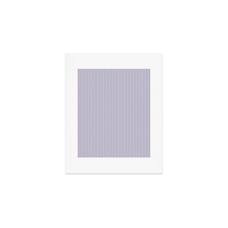 Ultra Fine Stripes Light Blue and Baby Pink Vertical Pattern Art Print Gallery Image 1