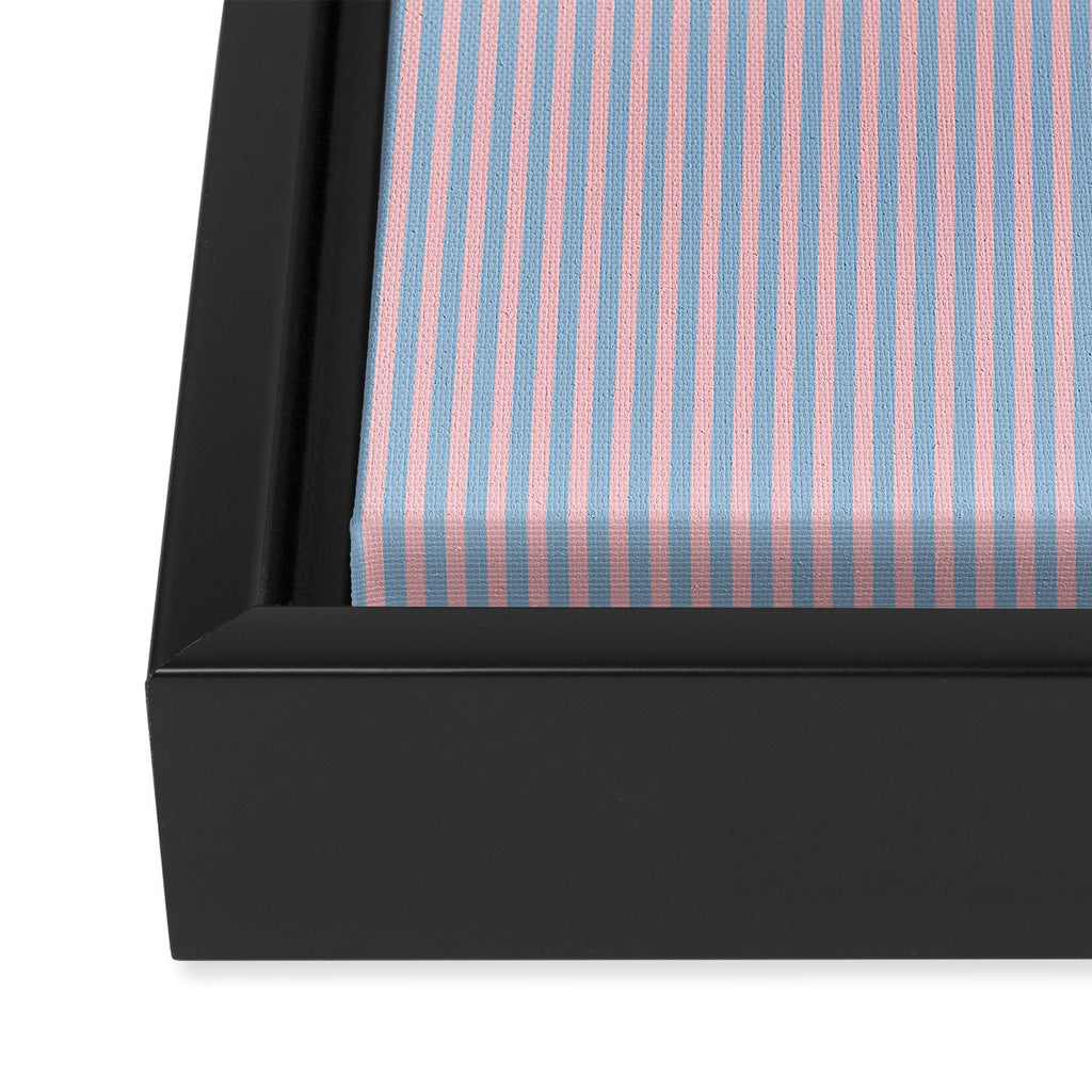 Ultra Fine Stripes Light Blue and Baby Pink Vertical Pattern Framed Canvas Print Gallery Image 3