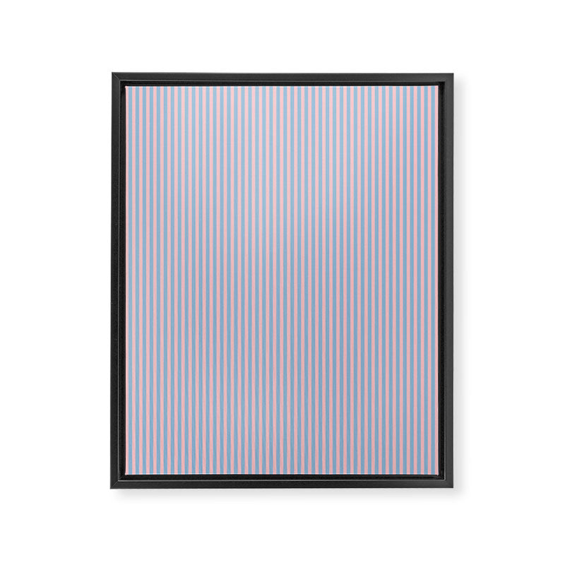 Ultra Fine Stripes Light Blue and Baby Pink Vertical Pattern Framed Canvas Print Gallery Image 6