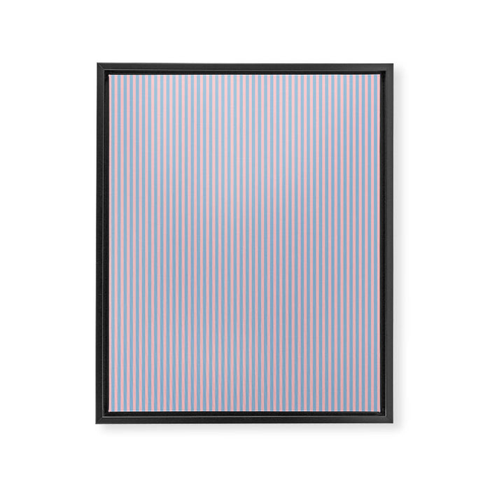 Ultra Fine Stripes Light Blue and Baby Pink Vertical Pattern Framed Canvas Print Gallery Image 1