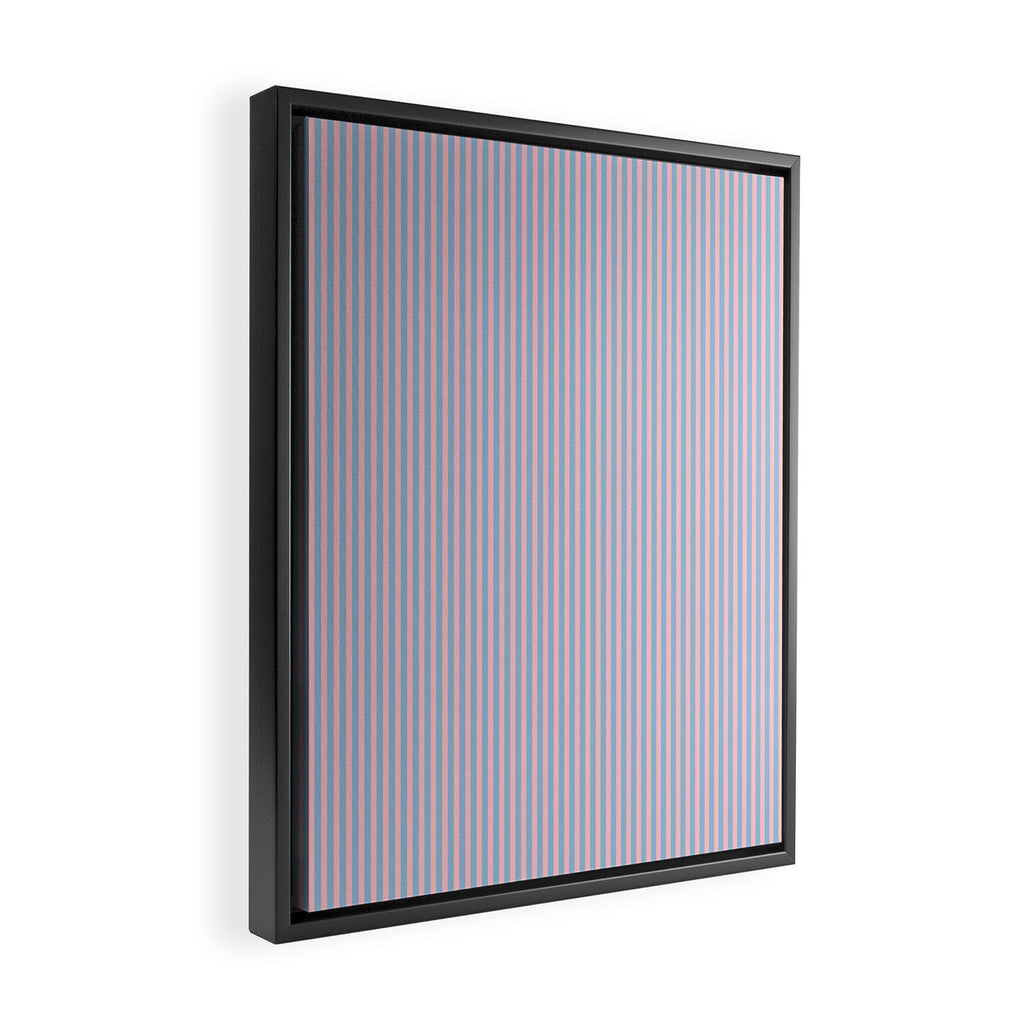 Ultra Fine Stripes Light Blue and Baby Pink Vertical Pattern Framed Canvas Print Gallery Image 2