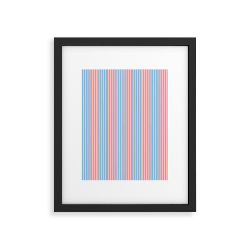 Ultra Fine Stripes Light Blue and Baby Pink Vertical Pattern Framed Art Print Gallery Image 5