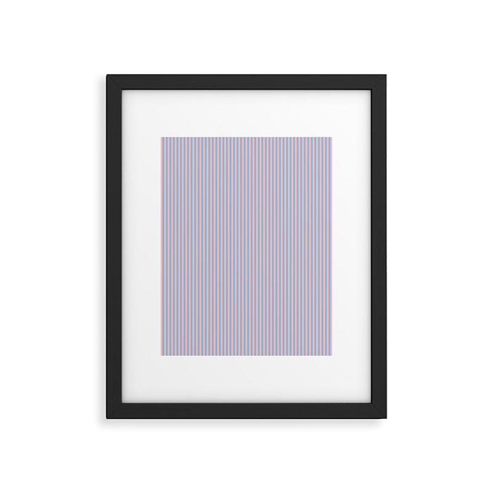 Ultra Fine Stripes Light Blue and Baby Pink Vertical Pattern Framed Art Print Gallery Image 1