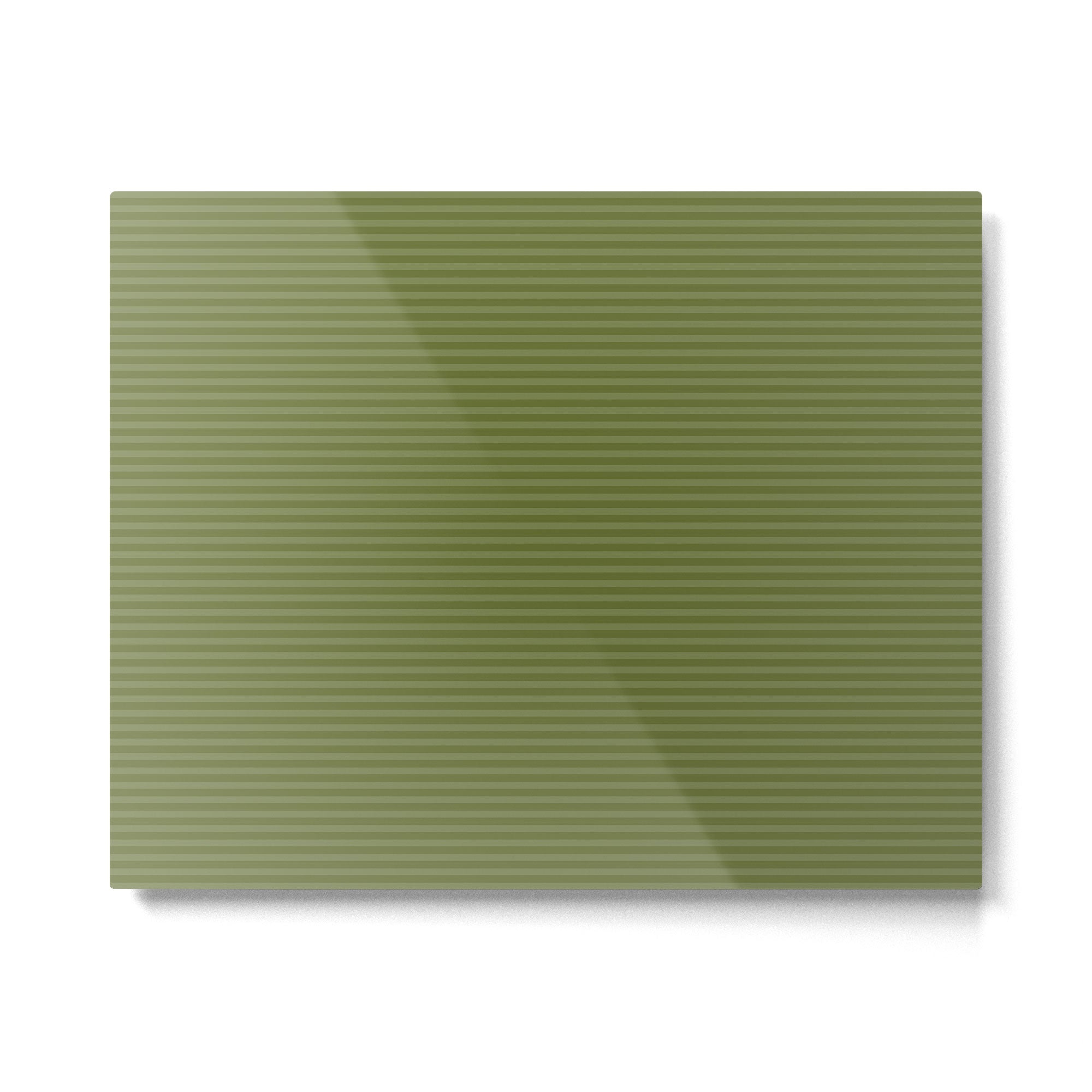 Ultra Fine Stripes Narrow Stripe Pattern in Olive Moss Green Metal Print Gallery Image 4