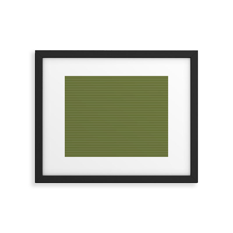 Ultra Fine Stripes Narrow Stripe Pattern in Olive Moss Green Framed Art Print Gallery Image 5