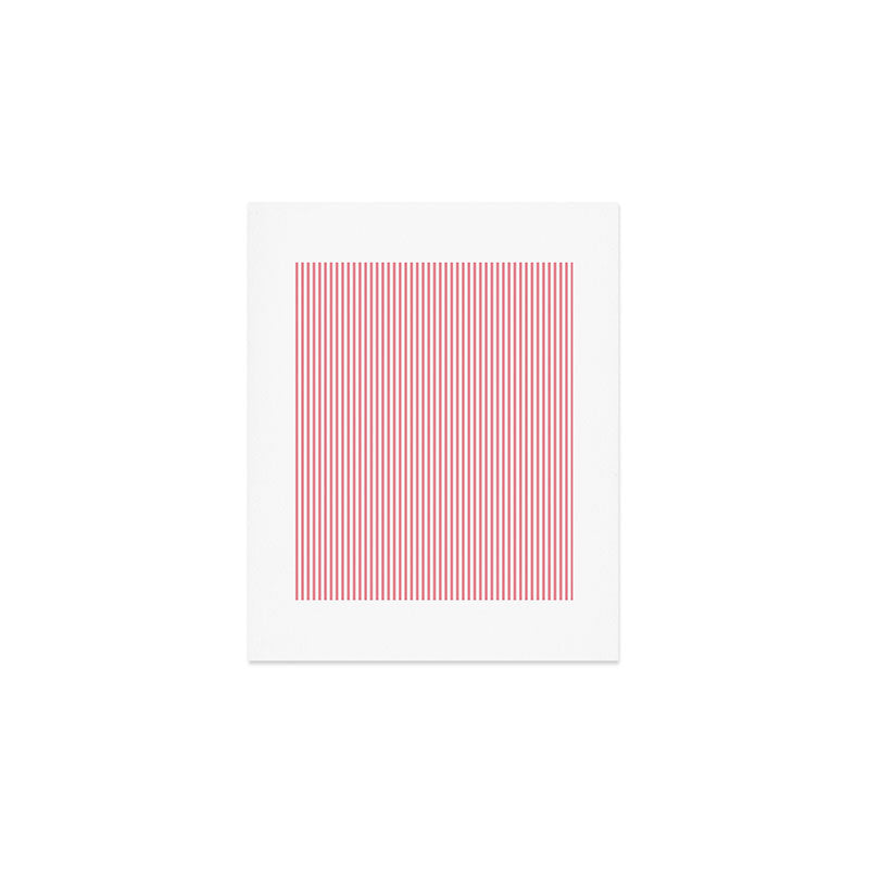 Ultra Fine Stripes Narrow Vertical Stripe Pattern in Fresh Cottage Pink and White Art Print Gallery Image 1