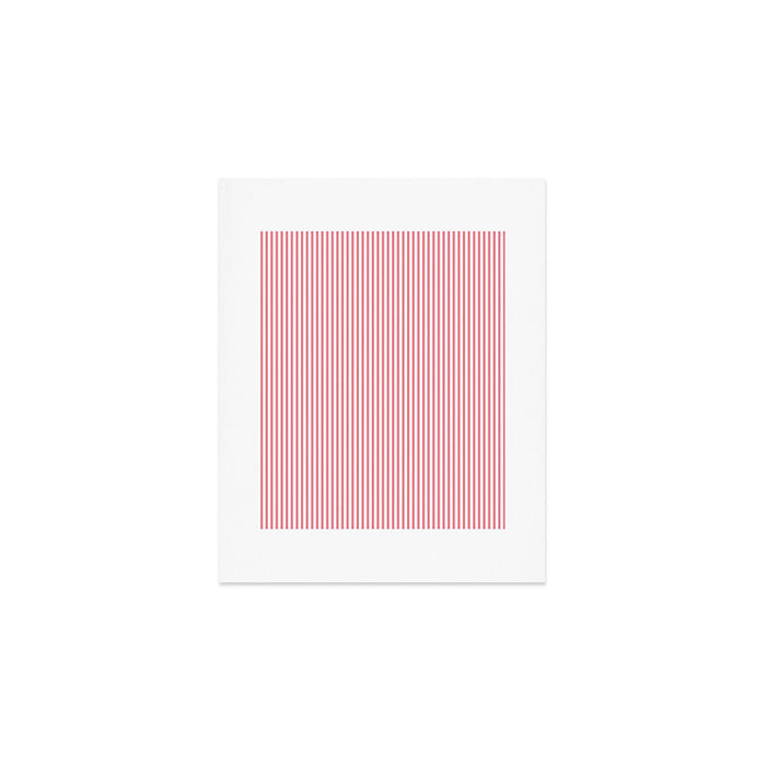Ultra Fine Stripes Narrow Vertical Stripe Pattern in Fresh Cottage Pink and White Art Print Gallery Image 1