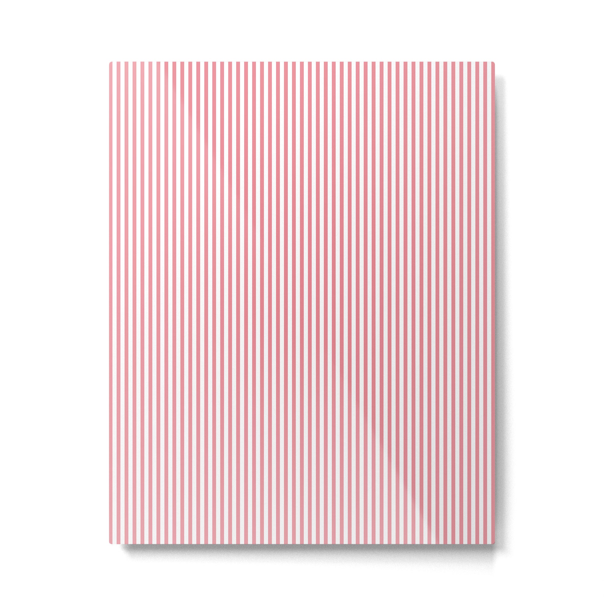 Ultra Fine Stripes Narrow Vertical Stripe Pattern in Fresh Cottage Pink and White Metal Print Gallery Image 4