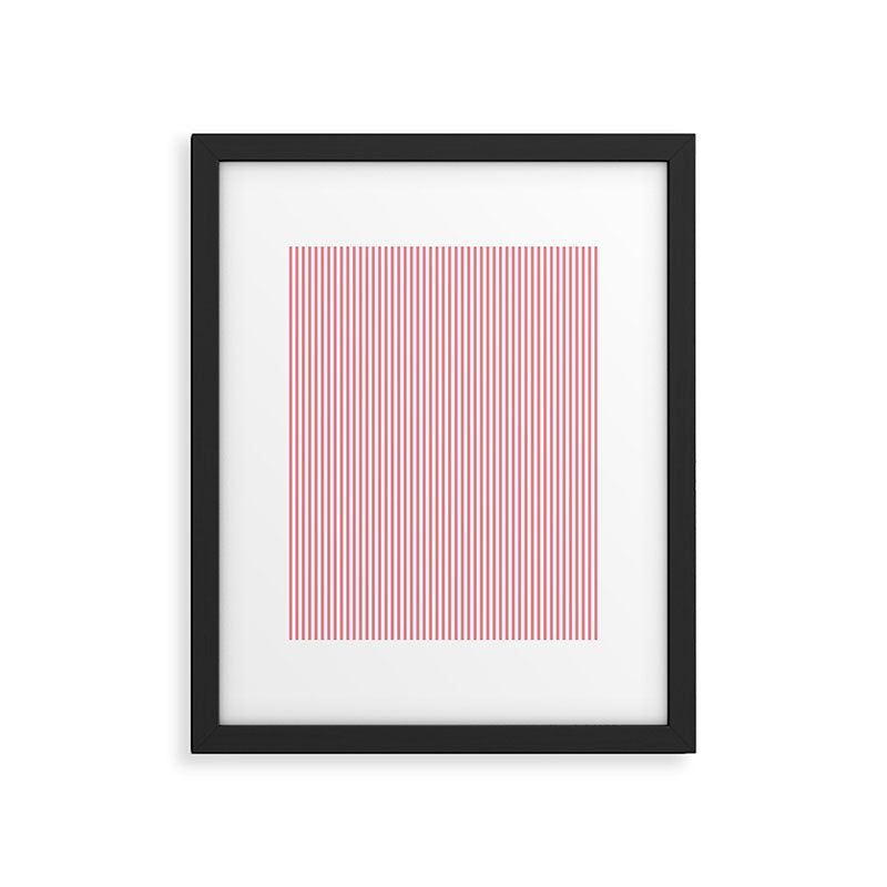 Ultra Fine Stripes Narrow Vertical Stripe Pattern in Fresh Cottage Pink and White Framed Art Print Gallery Image 5