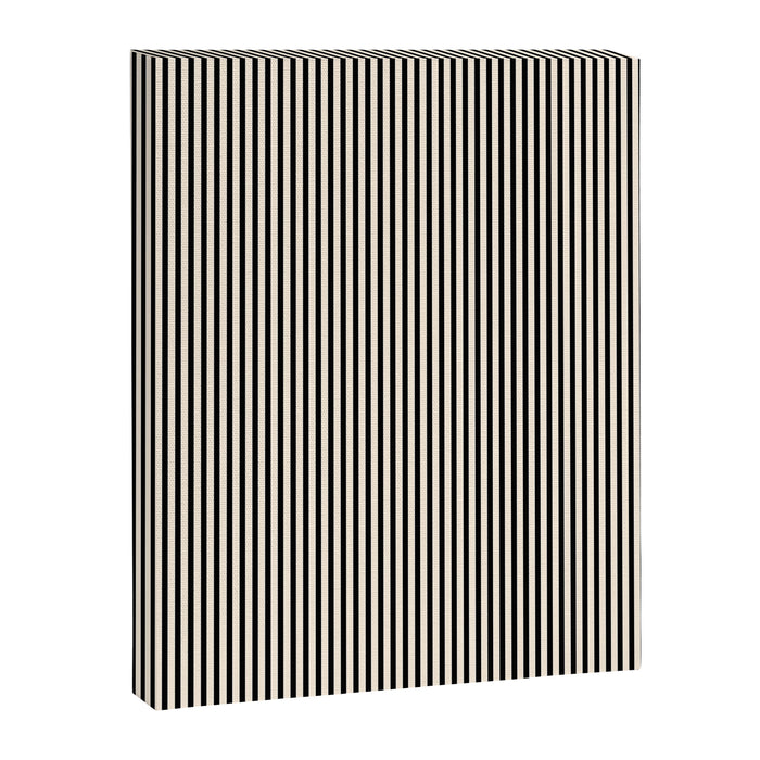 Ultra Fine Stripes Vertical Minimalist Pattern in Black and Almond Cream Canvas Print Gallery Image 1