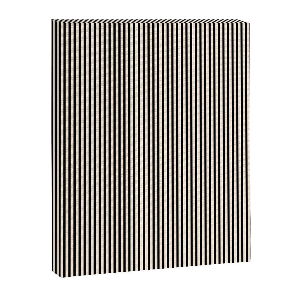 Ultra Fine Stripes Vertical Minimalist Pattern in Black and Almond Cream Canvas Print Gallery Image 6