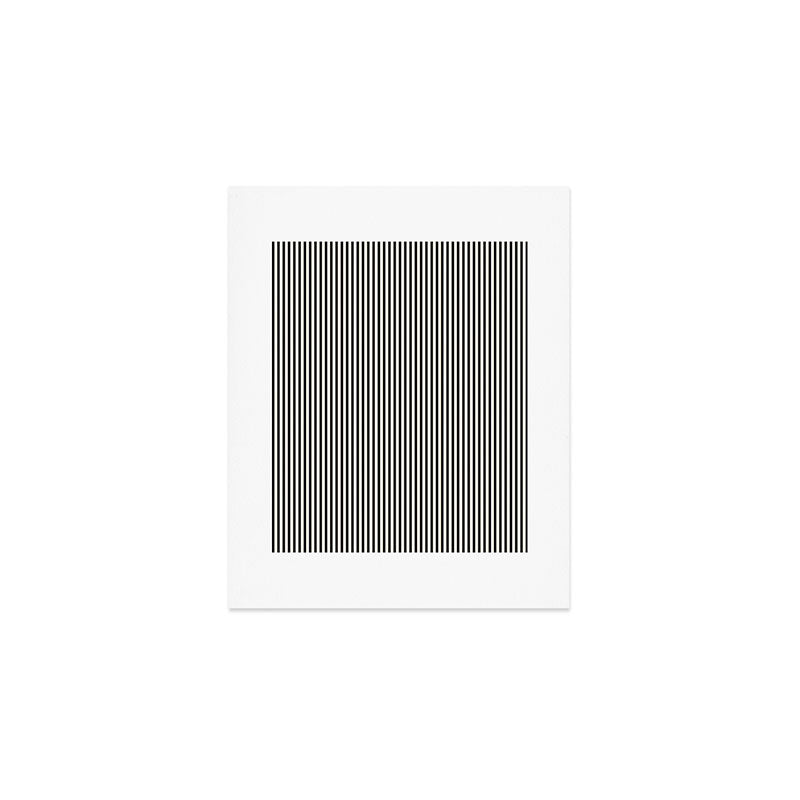 Ultra Fine Stripes Vertical Minimalist Pattern in Black and Almond Cream Art Print Gallery Image 1