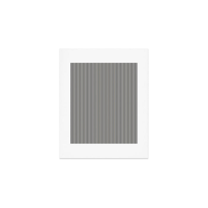 Ultra Fine Stripes Vertical Minimalist Pattern in Black and Almond Cream Art Print Gallery Image 1