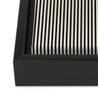 Ultra Fine Stripes Vertical Minimalist Pattern in Black and Almond Cream Framed Canvas Print Gallery Image 3