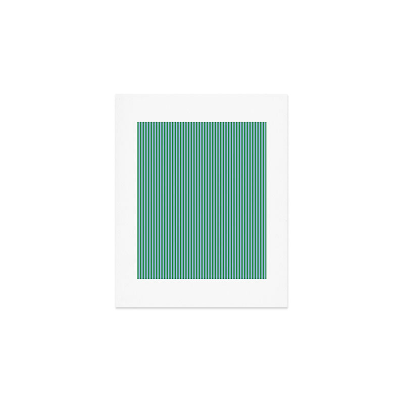Ultra Fine Stripes Vertical Minimalist Pattern in Contemporary Green and Light Blue Art Print Gallery Image 1