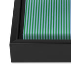 Ultra Fine Stripes Vertical Minimalist Pattern in Contemporary Green and Light Blue Framed Canvas Print Gallery Image 3