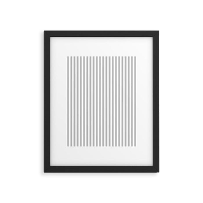 Ultra Fine Stripes Vertical Minimalist Pattern in Gray and White Framed Art Print Gallery Image 1