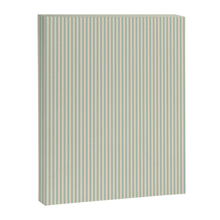 Ultra Fine Stripes Vertical Minimalist Pattern in Light Celadon Blue Green and Cream Canvas Print Gallery Image 1