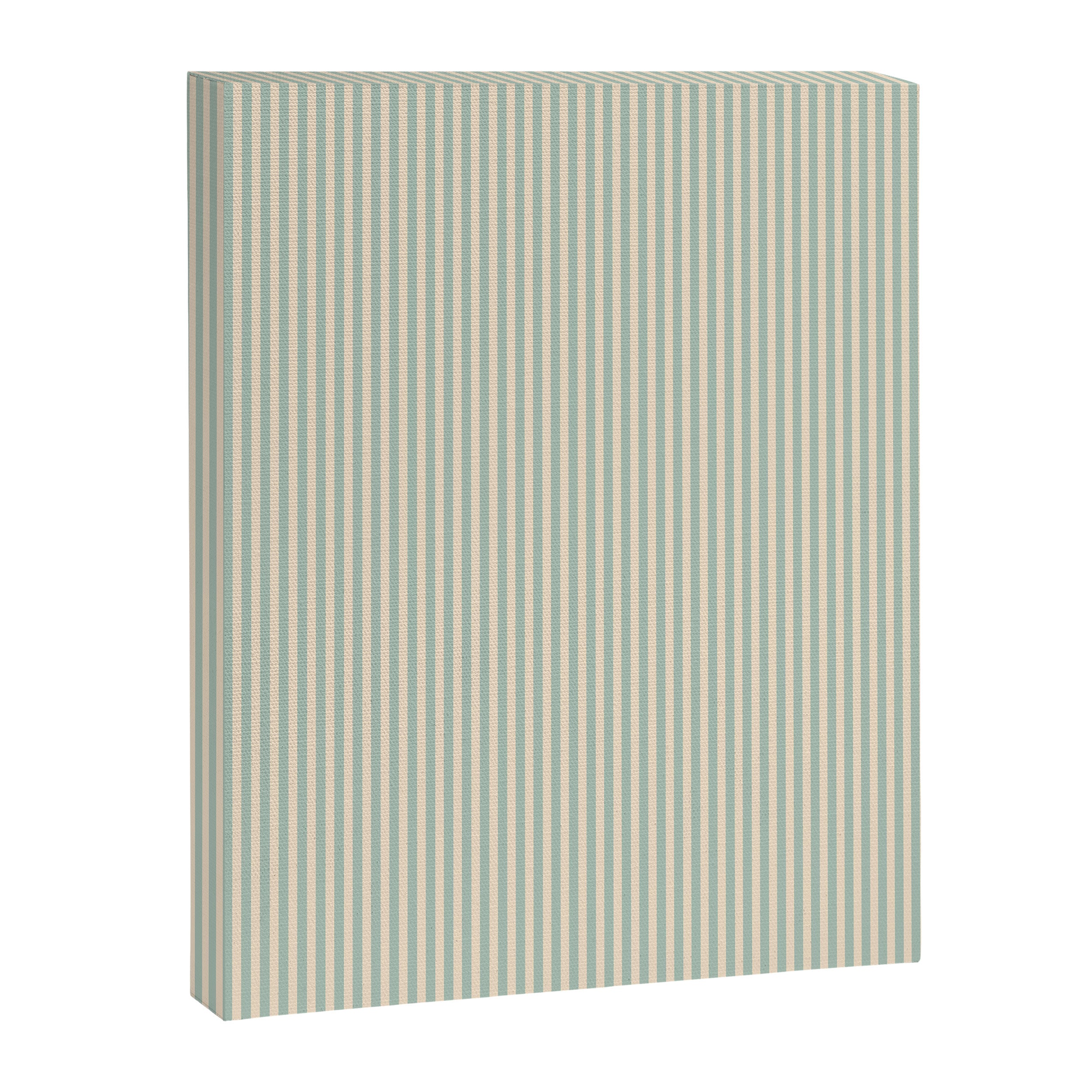 Ultra Fine Stripes Vertical Minimalist Pattern in Light Celadon Blue Green and Cream Canvas Print Gallery Image 6