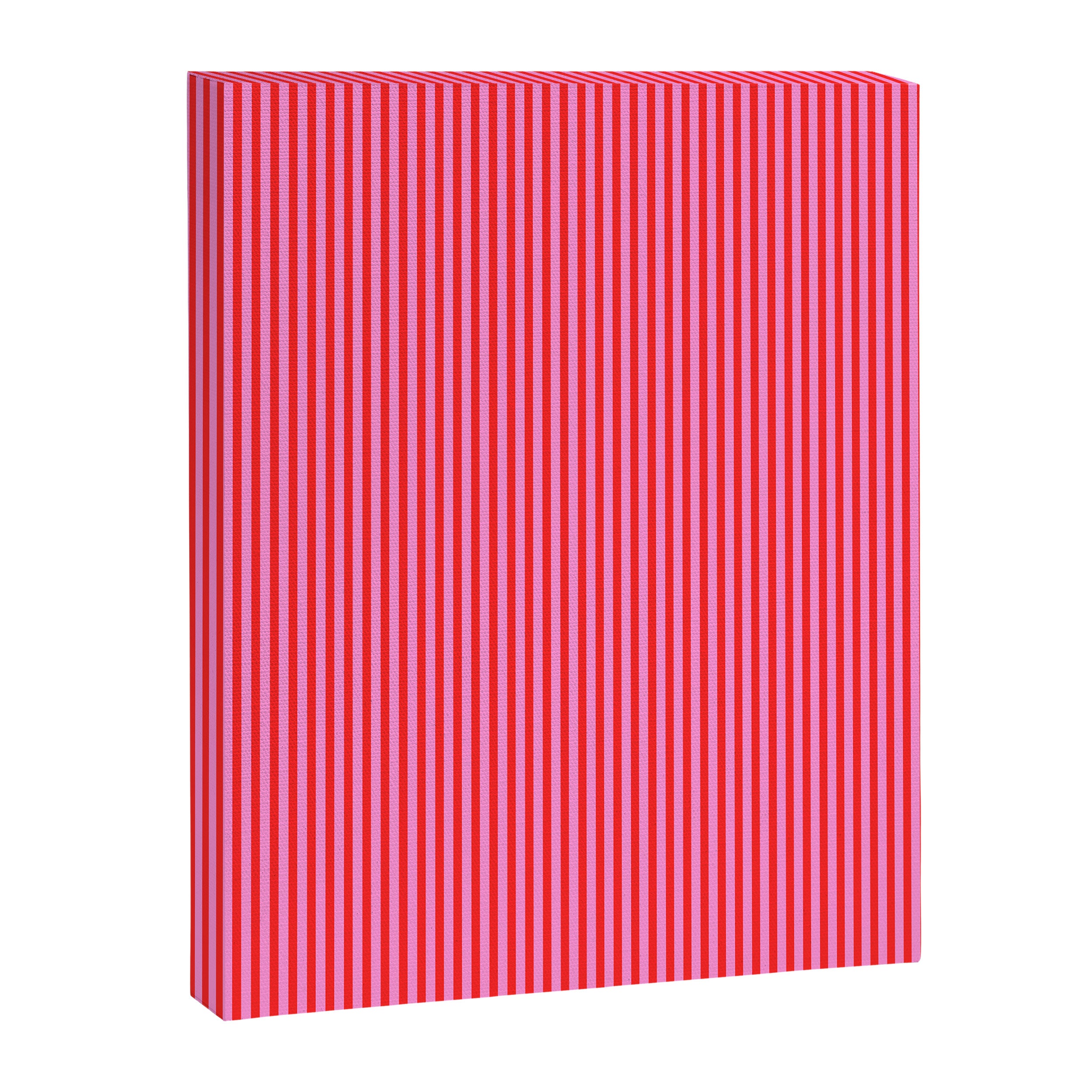 Ultra Fine Stripes Vertical Pattern in Preppy Pink and Red Canvas Print Gallery Image 6