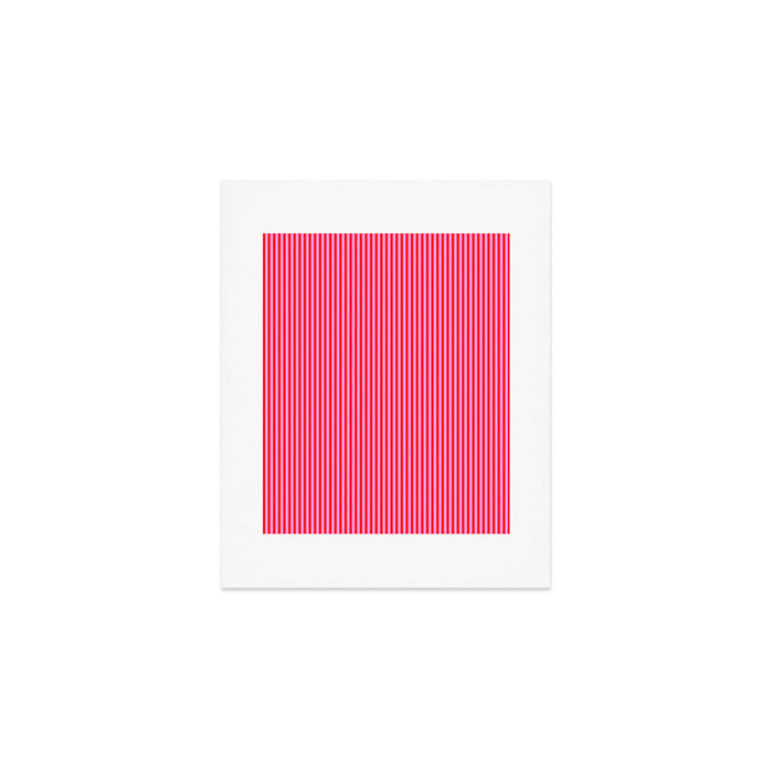 Ultra Fine Stripes Vertical Pattern in Preppy Pink and Red Art Print Gallery Image 1