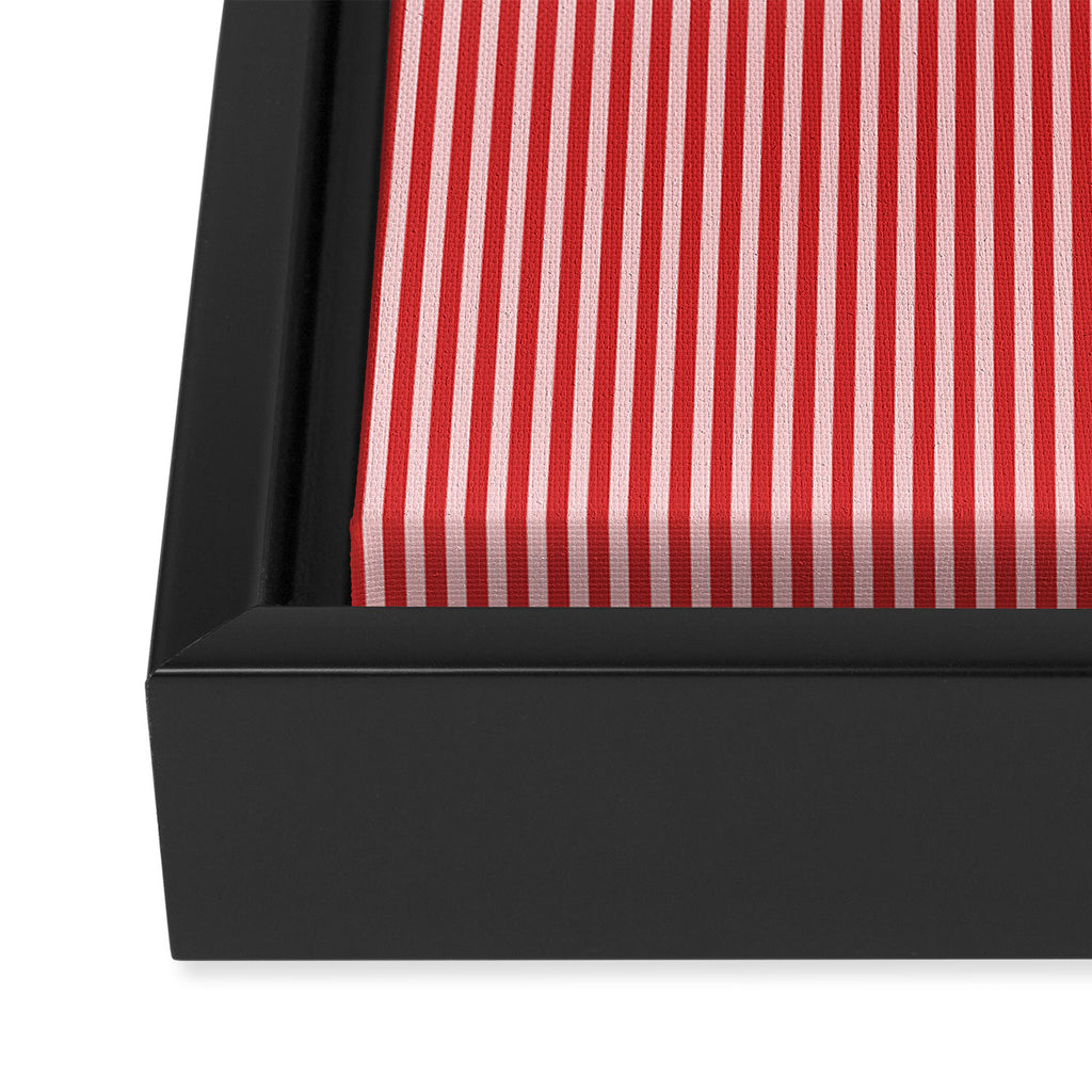 Ultra Fine Stripes Vertical Pattern in Retro Christmas Red and Pink Framed Canvas Print Gallery Image 3