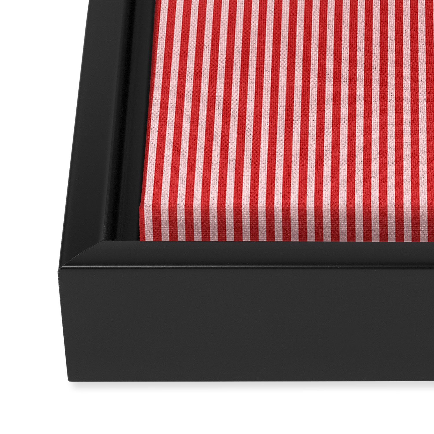 Ultra Fine Stripes Vertical Pattern in Retro Christmas Red and Pink Framed Canvas Print Gallery Image 3