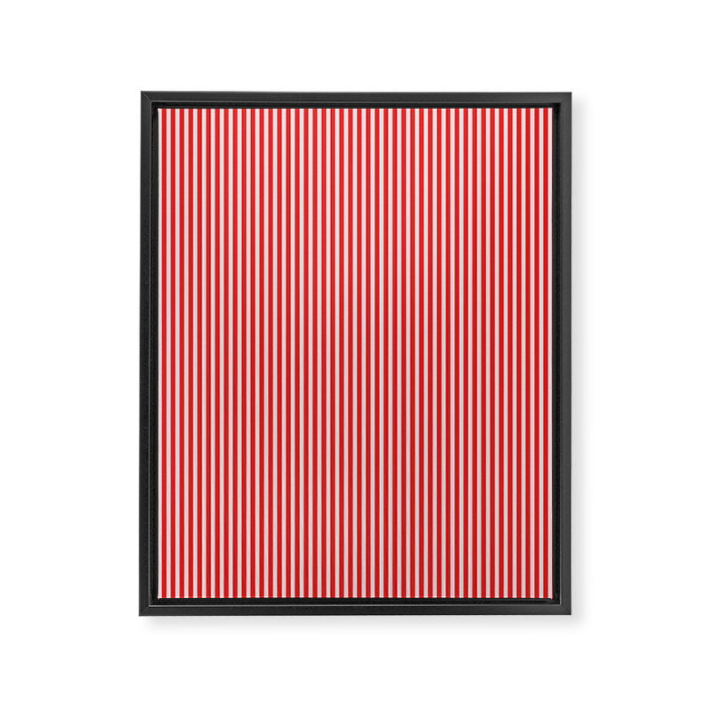 Ultra Fine Stripes Vertical Pattern in Retro Christmas Red and Pink Framed Canvas Print Gallery Image 6
