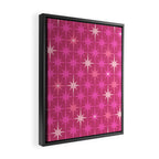 Valentine Hearts and Stars Hot Pink Mid Century Modern Atomic Age Starburst Pattern Framed Canvas Print Gallery Image 2