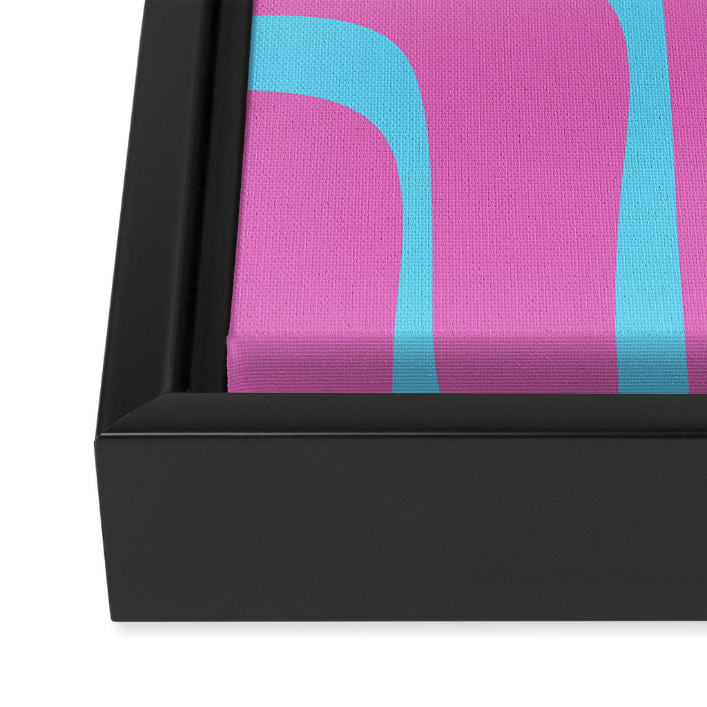 Vaporwave Pink and Blue Retro 80s Palm Springs Abstract Pattern Framed Canvas Print Gallery Image 3