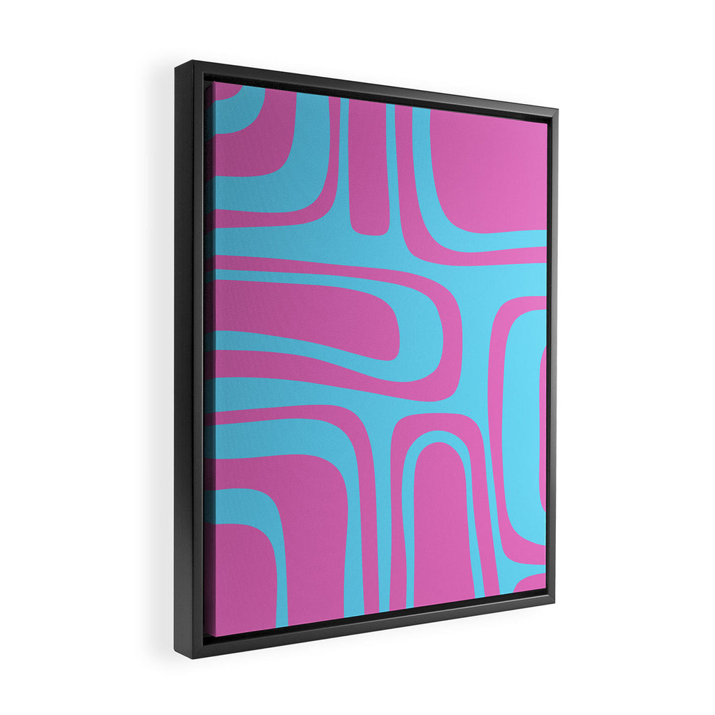 Vaporwave Pink and Blue Retro 80s Palm Springs Abstract Pattern Framed Canvas Print Gallery Image 2