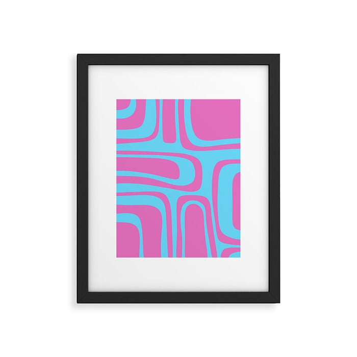 Vaporwave Pink and Blue Retro 80s Palm Springs Abstract Pattern Framed Art Print Gallery Image 1
