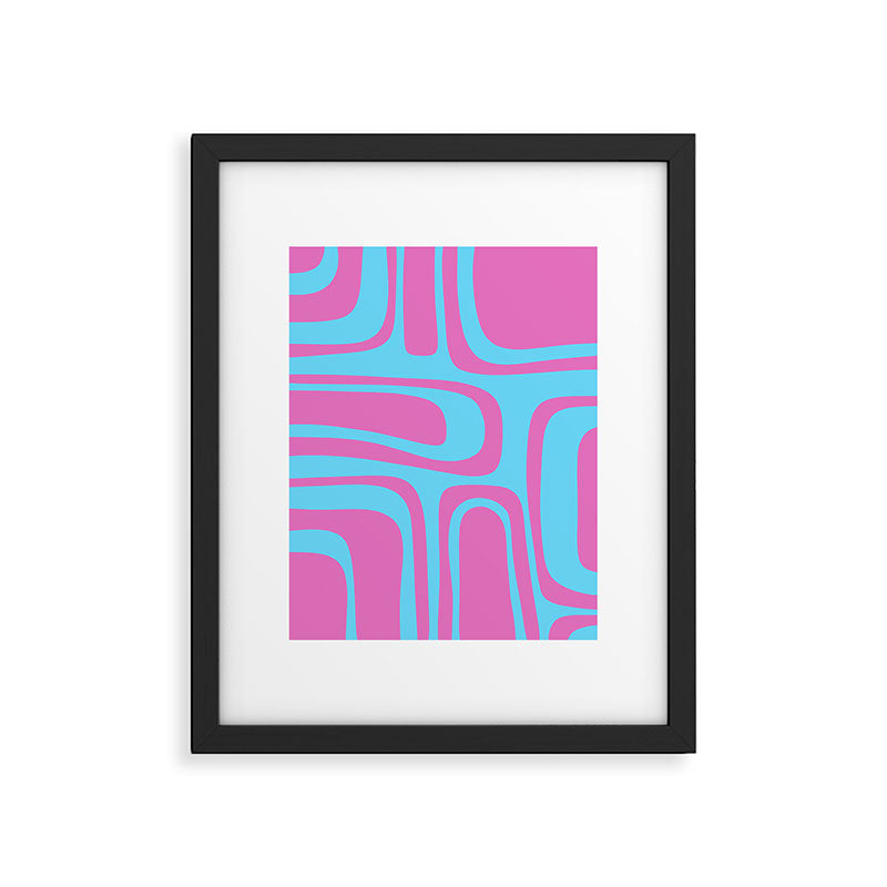 Vaporwave Pink and Blue Retro 80s Palm Springs Abstract Pattern Framed Art Print Gallery Image 6