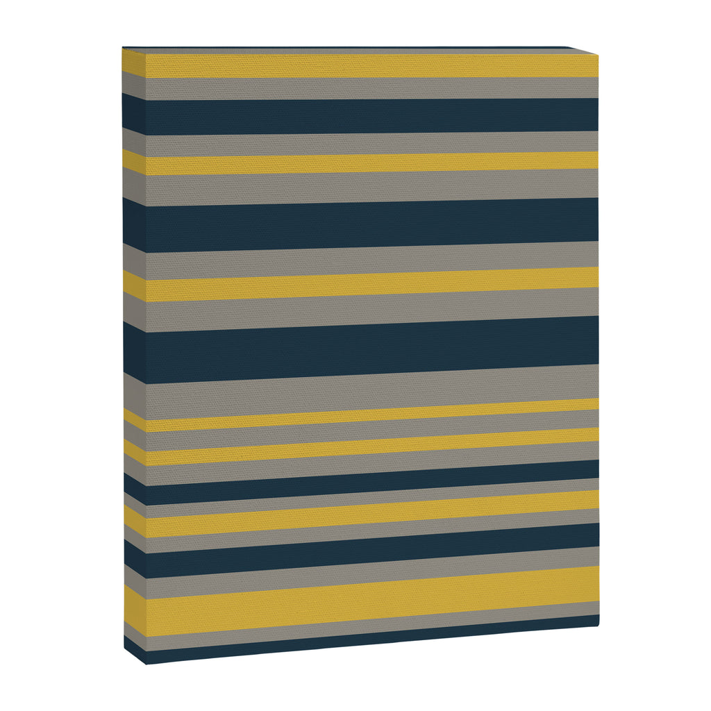 Variable Stripe Pattern in Light Mustard, Navy Blue, and Gray Canvas Print Gallery Image 8