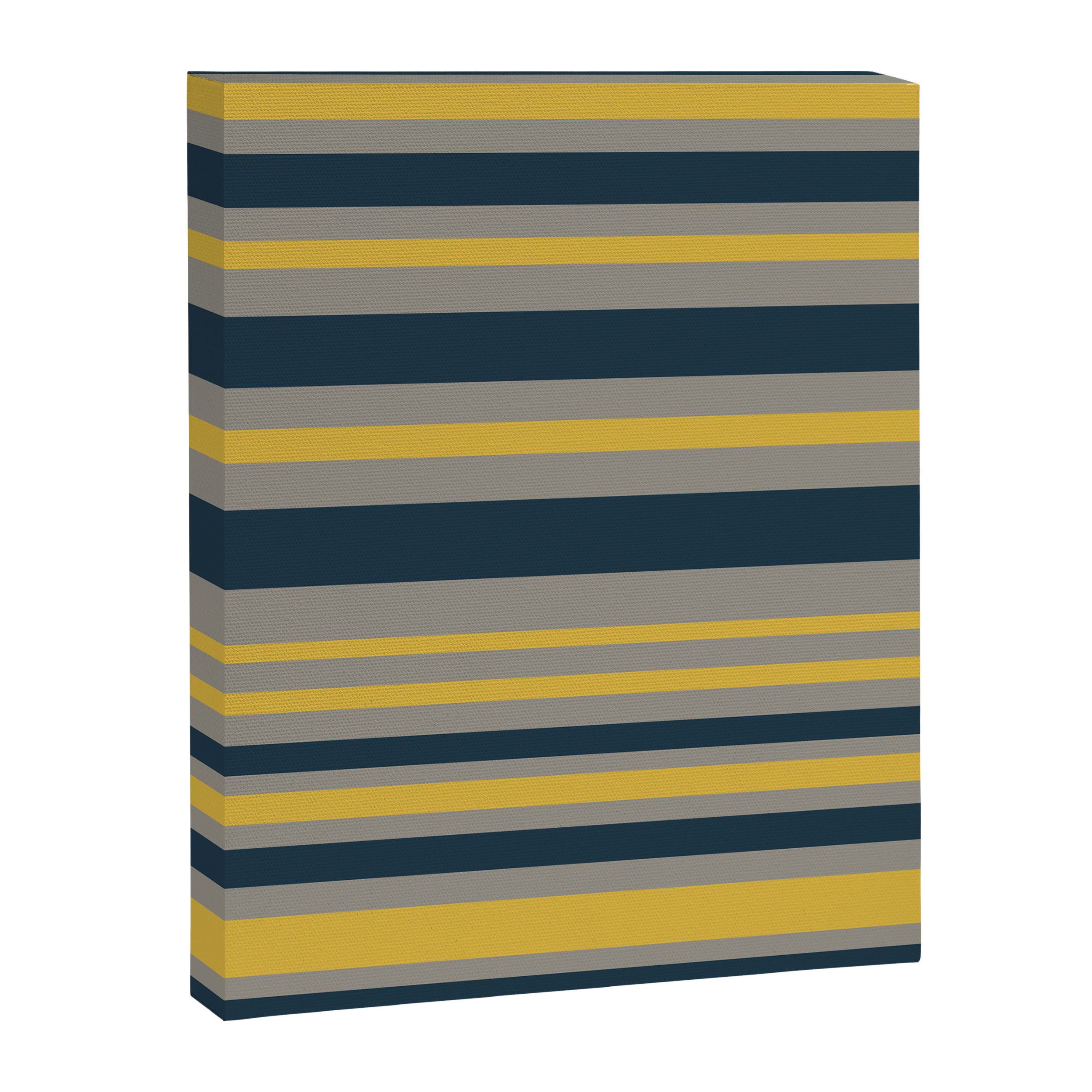 Variable Stripe Pattern in Light Mustard, Navy Blue, and Gray Canvas Print Gallery Image 8