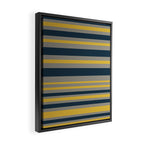Variable Stripe Pattern in Light Mustard, Navy Blue, and Gray Framed Canvas Print Gallery Image 2
