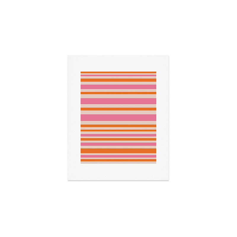 Variable Stripe Pattern in Retro Pink Orange Art Print Gallery Image 1