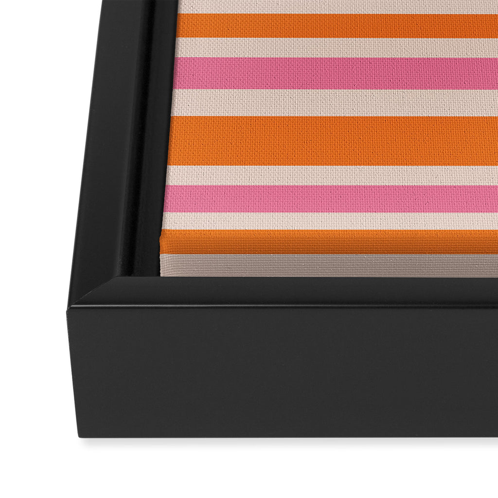 Variable Stripe Pattern in Retro Pink Orange Framed Canvas Print Gallery Image 3