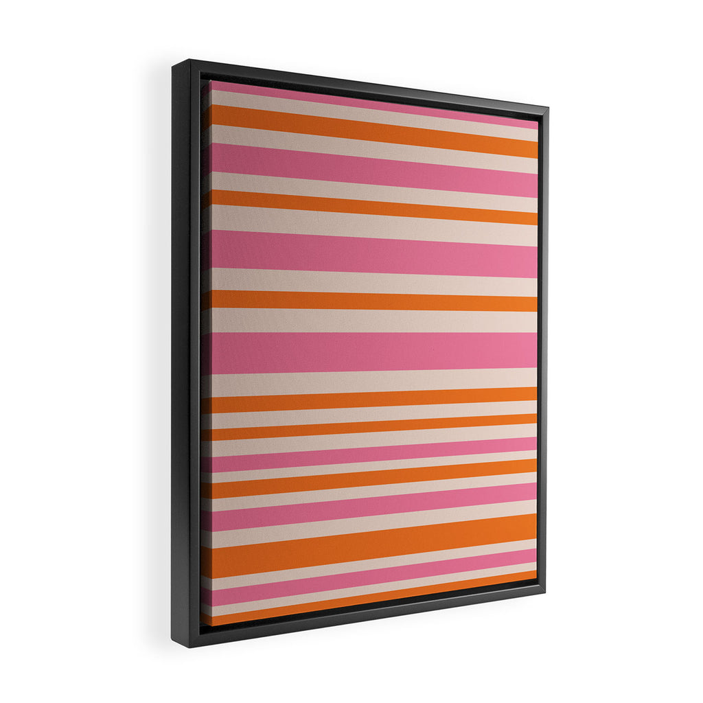 Variable Stripe Pattern in Retro Pink Orange Framed Canvas Print Gallery Image 2
